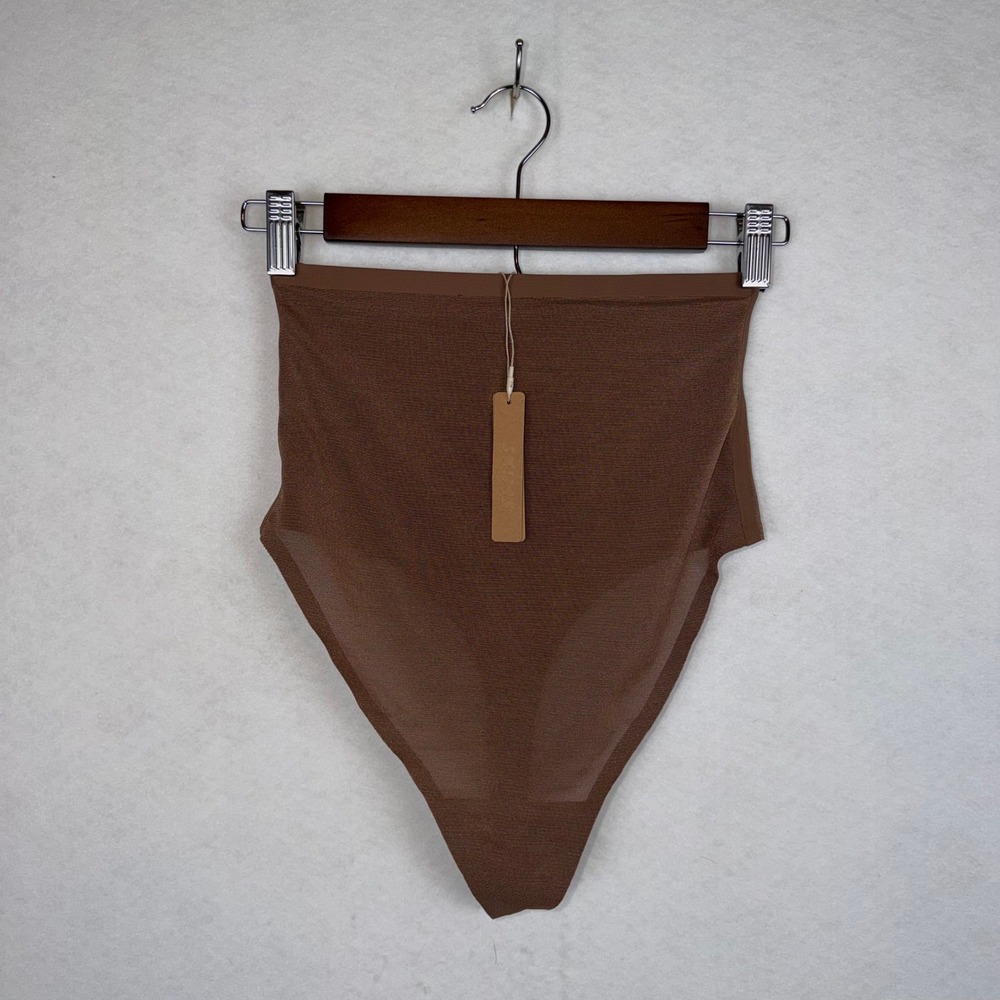 Large Jasper (Brown) - SKIMS Sheer Sculpt High Waist Thong (L) NWT Shapewear